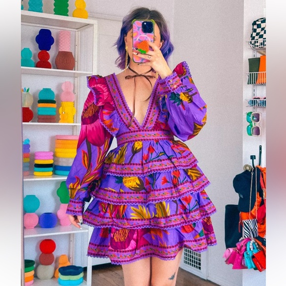 FARM Rio Purple and Multicolor Floral Dress - Picture 3 of 13